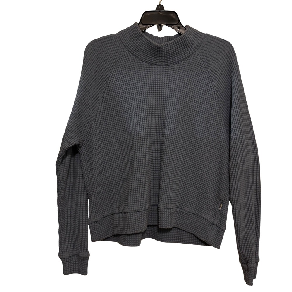 The North Face Women's Chabot‎ Mock Neck Large Pullover Waffle Knit Blue